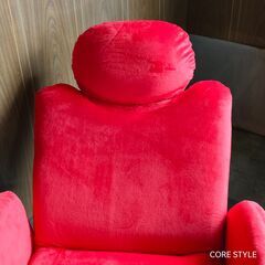 ほぼ新品　リクライニングチェア　折り畳み　ベルベット　レッド　TVチェアの画像