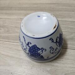 ミニ 火鉢 染付 陶器 睡蓮鉢 金魚鉢 メダカ鉢 陶器製の画像