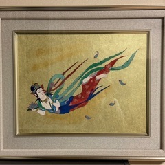 【取引中】仏画　飛天　天女　額付き