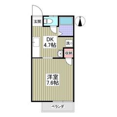 KS🌸初期費用５万円🏠✨敷金ゼロ🌟礼金ゼロ🌟仲介手数料ゼロ🌟賃料１か月無料💕バス・トイレ別🛁ＴＶインターホンで安心♪♪の画像