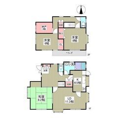 KS🌸初期費用10万円🏠✨賃料１か月無料💕✨敷金ゼロ✨礼金ゼロ✨仲介手数料ゼロ✨ペット相談可🐈🐶駐車場１台無料🚙南向きの一戸建て🌸の画像