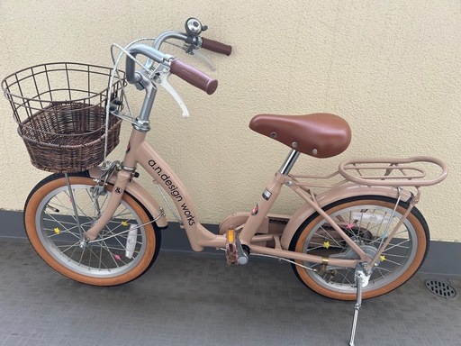 子供　16インチ自転車　ベージュ　補助輪付属