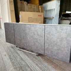国産品　耐震ラッチ付き　オシャレな石目柄のワイドキャビネット　4...