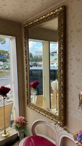 バロック調ゴールドフレームミラー／店舗改装・新築建て替えに伴い