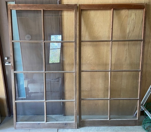 建具　ガラス戸　2枚組　中古品　小さなひび割れ・カケ有り