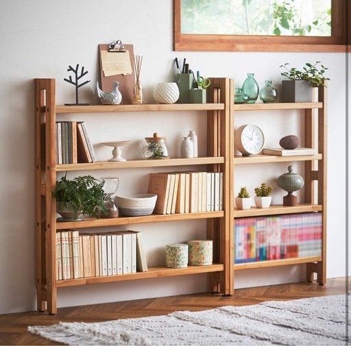 ベルメゾン] 薄型ラック ロータイプ 突っ張らないラック 本棚 書架 ナチュラル 幅80