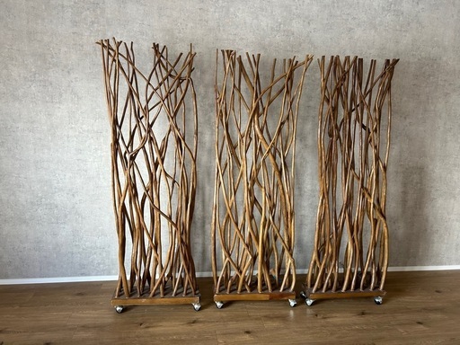 木製パーテーション 3台セット　キャスター付き　W600 D200 H1800 木製パーテーション 3台セットキャスター付きW600 D200 H1800