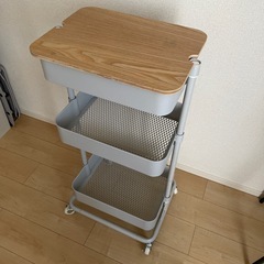【受付終了】スチールワゴン ワゴン キッチンワゴン ライトグレーの画像