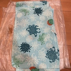 浴衣 小紋 夏物 乱菊文様 蓮 水色 ライトブルー レディース セットの画像
