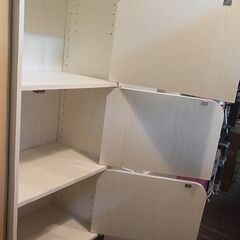 29】扉付き3段BOX木目白収納ボックス横開き扉収納棚カラー 29】扉付き3段BOX木目白収納ボックス横開き扉収納棚カラー