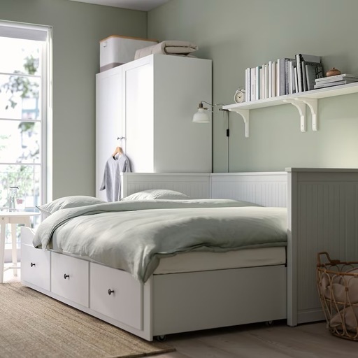 HEMNES ヘムネス ホワイト 収納付きベッド 収納ベッド 