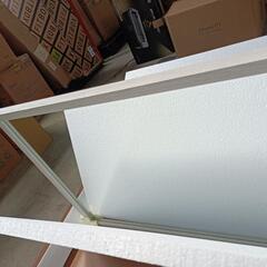 566fk 【未使用品・開封品】全身鏡 姿見 スタンドミラー 木製 折りたたみ 飛散防止 壁掛け 全身ミラー 玄関 (150x50cm ホワイト)

の画像