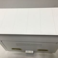 ♪郵便ポスト 新聞 手紙 荷物受け入れ 鍵無し ホワイト 36×16.5×24㎝ 中古 (NF250409) 360-451の画像