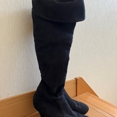ニーハイブーツ　スエード　ブラック