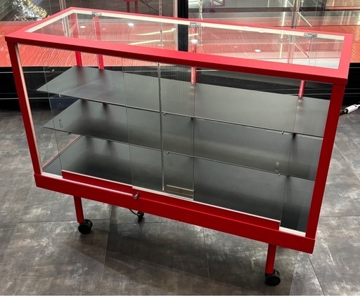 ※引取限定※　ガラスショーケース　赤色