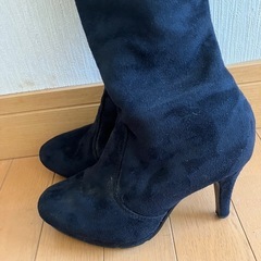 ニーハイブーツ　スエード　ブラックの画像