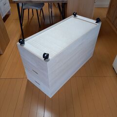 桐衣装箱スノコ 2段(キャスター付） 衣装ケース クローゼット 着物収納 押し入れ 収納タンス 着物用 着物入れ 収納ボックス 衣類収納 すのこの画像