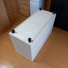 桐衣装箱スノコ 2段(キャスター付） 衣装ケース クローゼット 着物収納 押入れ 収納タンス 着物用 着物入れ 収納ボックス 衣類収納 すのこの画像