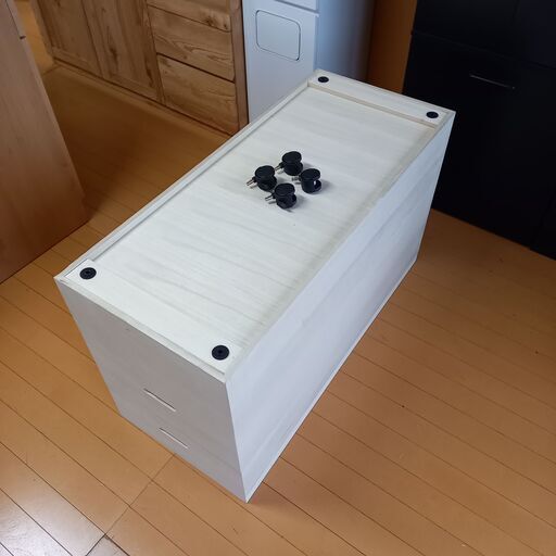 桐衣装箱スノコ 2段(キャスター付） 衣装ケース クローゼット