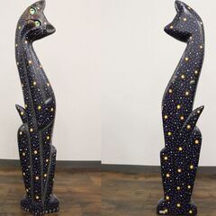 8/14ヤ取終了】≪ZR366ジ-③≫ 木彫り 猫/ネコ 4体 まとめ/セット