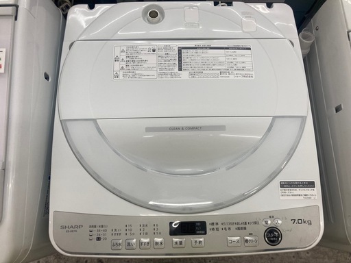 【愛品館江戸川店】保証充実　シャープ　2023年製　7.0kg全自動洗濯機　ES-GE7G-W