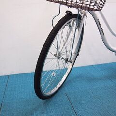 自転車（26インチ）シティサイクル 白 × 茶色バスケット付き DA14の画像