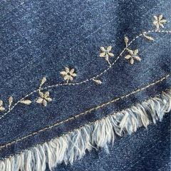 【美品】刺繍　デニム　ロングスカートの画像