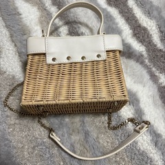 ZARA ハンドルウォーブン ミノディエール　かごバッグ　ラタンショルダーの画像