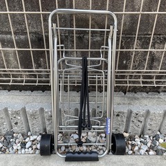 キャリーカート　運搬 折りたたみ式 台車 固定ロープ2本付き シルバーの画像