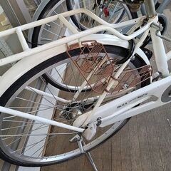 J9185　ASAHI　アサヒ　シティサイクル　BOUL’MICH　ブールミッシュ　ホワイト　26インチ　3段変速　オートライト　★店頭にて試乗可★ 簡易クリーニング済　【リユースのサカイ柏店】　 中古自転車 　流山市  松戸市 我孫子市 鎌ヶ谷市 船橋市 守谷市 取手市　の画像