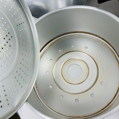 蒸し器 アルミ製 蒸し鍋 三段 30cm　レトロ　大きい セイロ　蒸籠　せいろの画像