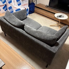 ２人掛けソファ　グレー　使用歴3年半の画像