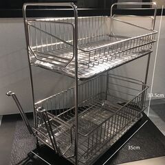 [受け渡し完了]パール金属　水切りラック スリム 2段 ステンレス製 