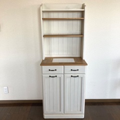 【組立済み】カントリー調 木製 キッチンラック ダストボックス付き 幅59cm 定価29,800円の画像