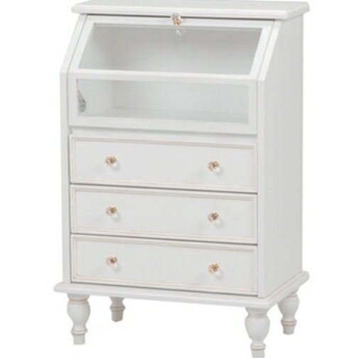 【現金支払・直接受取可】ガラス・木製ショーキャビネット　ホワイト