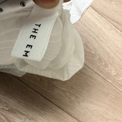ホワイト ストライプ フリル袖 ノースリーブ Mの画像