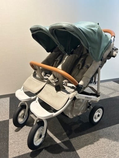 【双子ベビーカー】エアバギーココダブル 付属品多数　グリーン