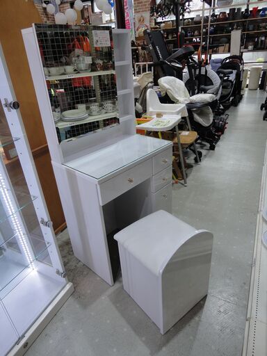 ドレッサー コンパクト 白 おしゃれ 可愛い 姫家具系 収納たっぷり 美品【モノ市場東海店】141