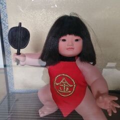 ５月人形　木彫り熊と金太郎　京甫作
