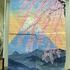  のれん　桜と富士山