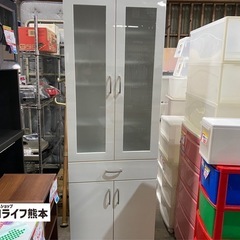 横に割れ有り❗️ ストッパーなし　食器棚　ホワイト
