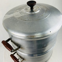 蒸し器 アルミ製 蒸し鍋 三段 32cm　レトロ　大きい セイロ　蒸籠　せいろの画像