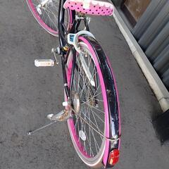 子供用自転車 22インチ 女の子 ピンク ブラック かわいいの画像