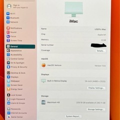 iMac 24inch M1 8GB 256GB 2021  の画像