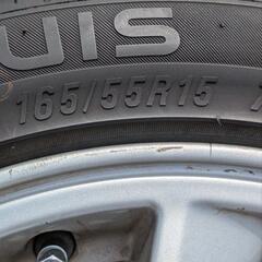 ダイハツ純正アルミホイール　タイヤホイールセット　165/55R15　海外タイヤ　２３年41週　バリ山　インチアップ等にいかがでしょうか？　の画像