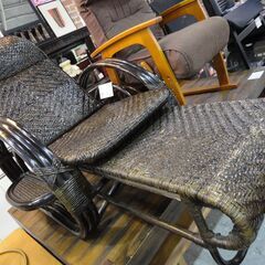 ラタン 藤製 座椅子 リクライニング 収納式フットレスト付き【モノ市場東海店】141の画像
