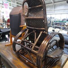 ラタン 藤製 座椅子 リクライニング 収納式フットレスト付き【モノ市場東海店】141の画像