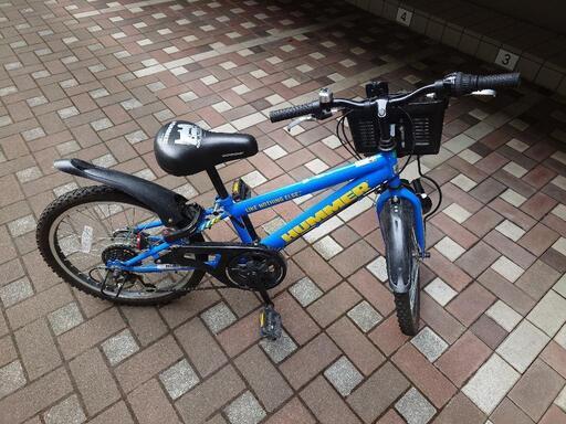 HUMMER キッズバイク 青 前カゴ付き （18インチの子供用自転車の