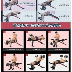 WASAI(ワサイ) トレーニングベンチ レッグエクステンション＆レッグカール機能搭載 【フラット/インクライン/シットアップ】マルチトレーニングマシン ホームジム 家庭用大腿四頭筋/腹筋/背筋/筋トレの画像
