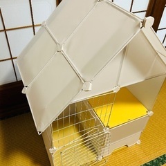 折りたたみ猫ケージ2段、猫トイレ他セットの画像